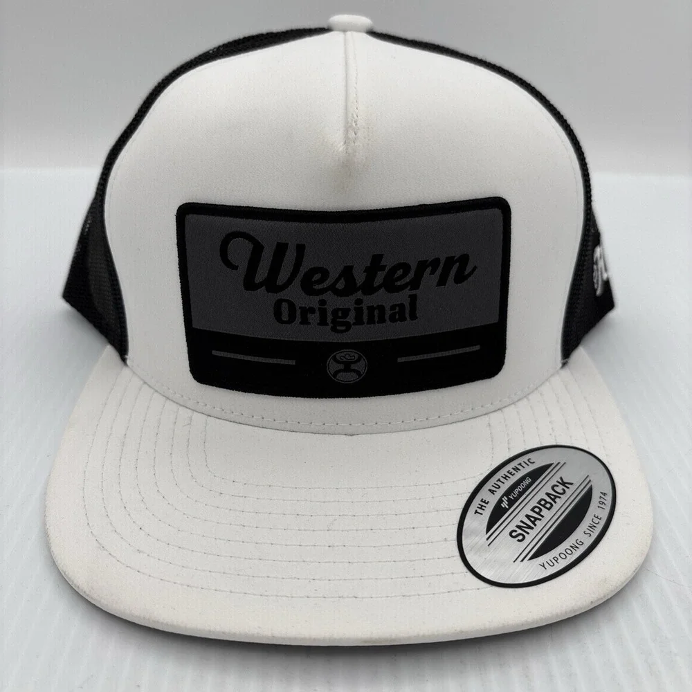 Hooey Western Original White Black Logo Trucker Hat Mesh Adjustable Snapback